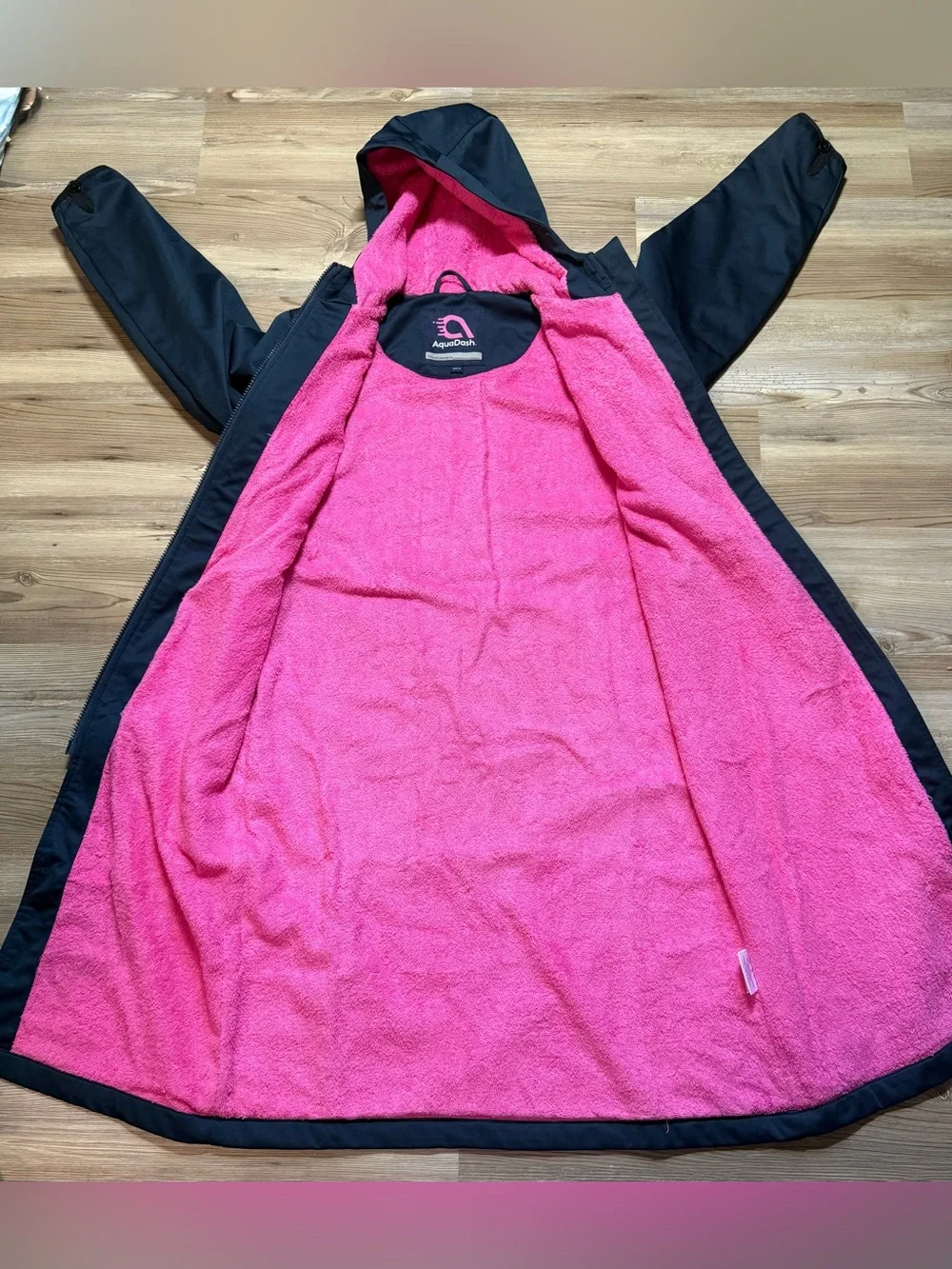 Kids' Black Swim Coverup with Pink Trim
